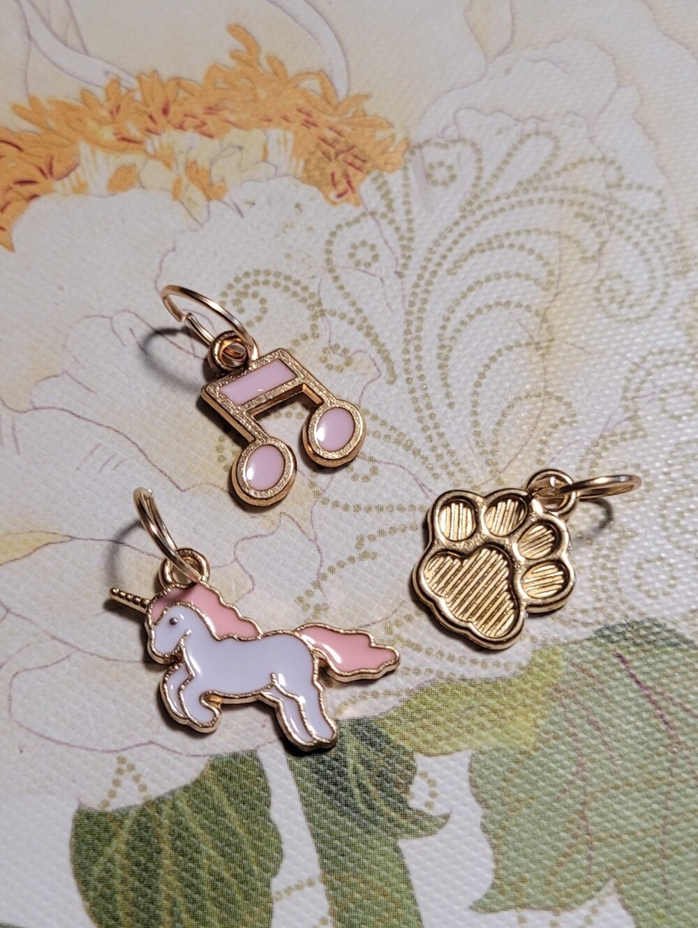 💚10 for $10💚 Bundle and saveUnicorn, Music Note & Paw Charm Set - Pink & White